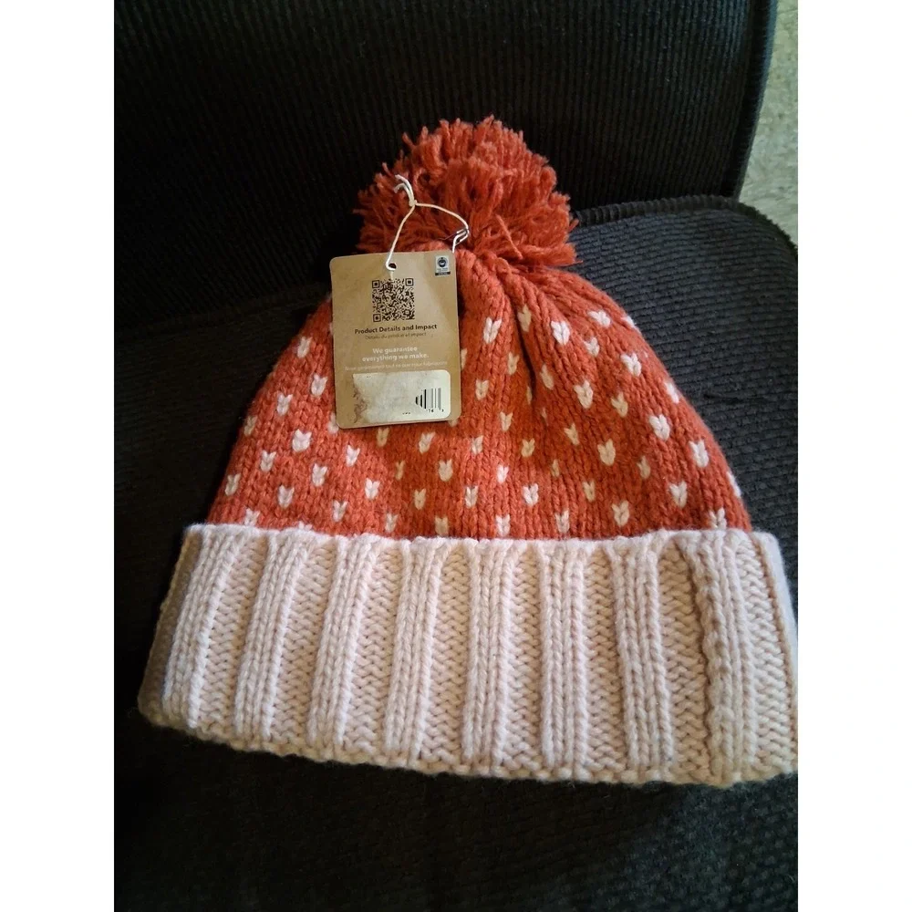 Patagonia Snowbelle Beanie Ridge Harvest Red Pom Pom Hat‎ New $55